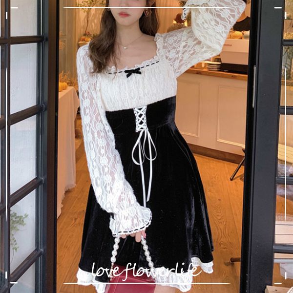 french vintage dress women spring casual kawaii lace slim dress korean elegant retro fairy dress female cute chic 210521, Black;gray
french vintage dress women spring casual kawaii lace slim dress korean elegant retro fairy dress female cute chic 210521, Black;gray