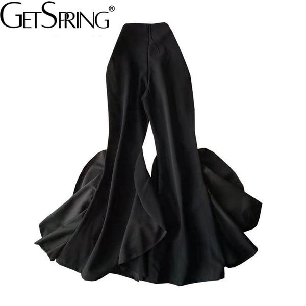 getspring women pant ruffle vintage flare pants plus size all match long trousers fashion 211115, Black;white
getspring women pant ruffle vintage flare pants plus size all match long trousers fashion 211115, Black;white