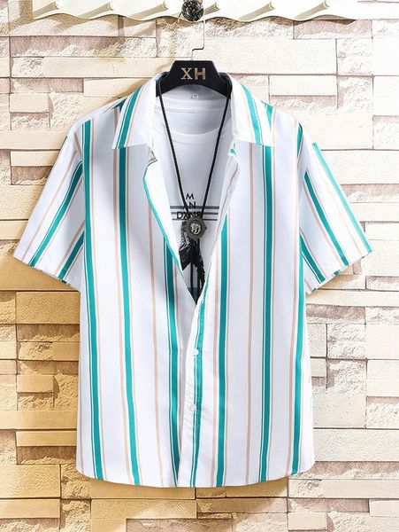 men colorful striped shirt without tee t8hg#, White;black
men colorful striped shirt without tee t8hg#, White;black