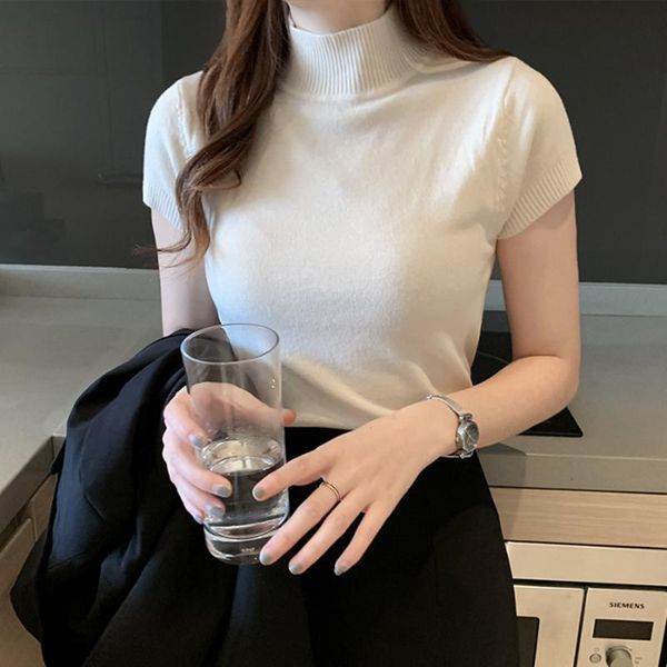 fashion knishort sleeve t shirt women half turtleneck stretch knitted solid casual spring summer female women's t-shirt, White
fashion knishort sleeve t shirt women half turtleneck stretch knitted solid casual spring summer female women's t-shirt, White