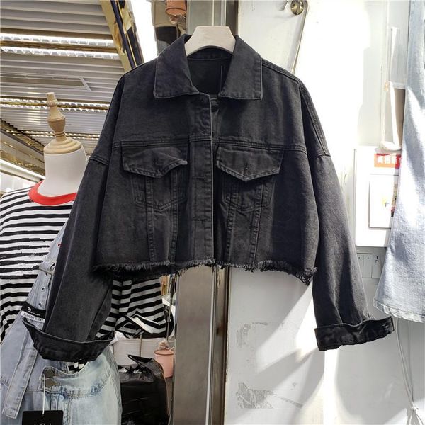 women's jackets vintage women short batwing sleeve black denim jacket autumn 2021 loose single-breasted casual long jeans female, Black;brown
women's jackets vintage women short batwing sleeve black denim jacket autumn 2021 loose single-breasted casual long jeans female, Black;brown