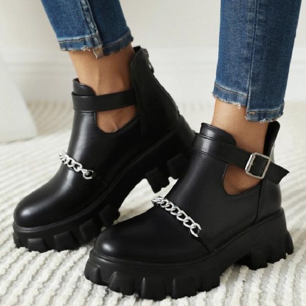 boots sianie tianie autumn spring punk gothic ankle with metal chain side cut-out buckle strap platform women shoes size 46, Black
boots sianie tianie autumn spring punk gothic ankle with metal chain side cut-out buckle strap platform women shoes size 46, Black