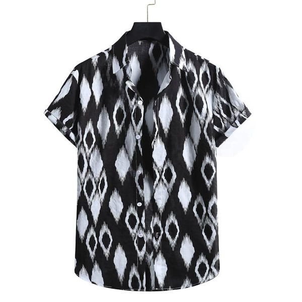men's casual shirts 2021 men hawaiian linen ethnic geometric print button shirt blouse summer short sleeve beach holiday slim camisas, White;black
men's casual shirts 2021 men hawaiian linen ethnic geometric print button shirt blouse summer short sleeve beach holiday slim camisas, White;black