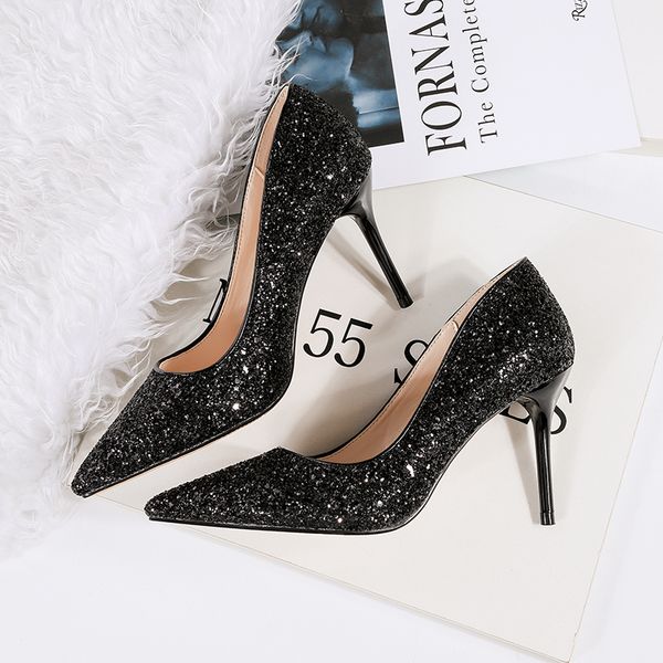 2021 women pumps glitter sequins shoes woman gold silver high heels party queen cinderella prom shoes 1, Black
2021 women pumps glitter sequins shoes woman gold silver high heels party queen cinderella prom shoes 1, Black