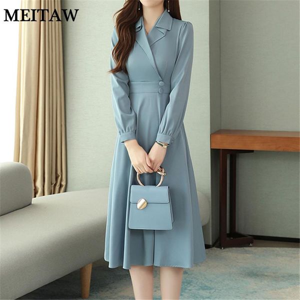 elegant ladies office dresses autumn ol workwear dress 2021 casual solid high waist long sleeve midi vestidos, Black;gray