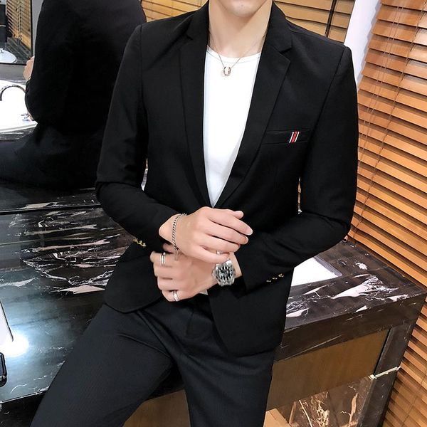 men's suits & blazers dyb&zacq blazer men 2021 fashion casual plain color cloth decoration slim single button boutique, White;black
men's suits & blazers dyb&zacq blazer men 2021 fashion casual plain color cloth decoration slim single button boutique, White;black