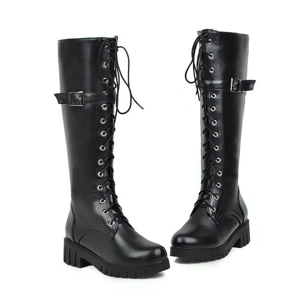boots women's concise girls medium calf round toe high heels zipper cross tied buckle shoes large size 34-43, Black
boots women's concise girls medium calf round toe high heels zipper cross tied buckle shoes large size 34-43, Black