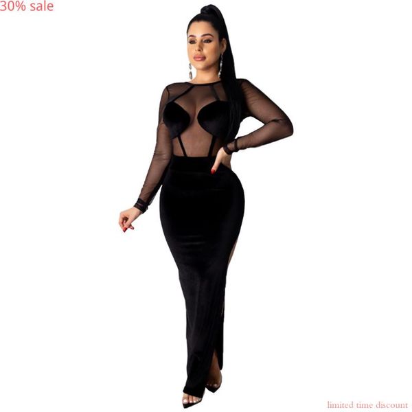 casual dresses women 2021 party dress long maxi mesh patchwork full sleeve velvet night club bodycon, Black;gray
casual dresses women 2021 party dress long maxi mesh patchwork full sleeve velvet night club bodycon, Black;gray
