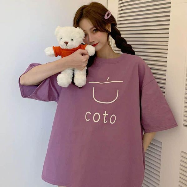 women's t-shirt foufurieux t-shirts 2021 summer japanese print loose short sleeve student half female trend fashion clothing, White
women's t-shirt foufurieux t-shirts 2021 summer japanese print loose short sleeve student half female trend fashion clothing, White