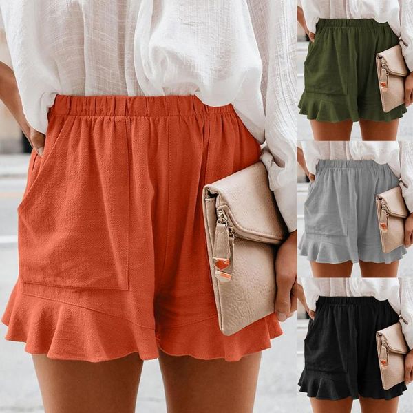 short 2021 summer pants women casual solid color high waist shorts ruffled hem pockets loose party women's, White;black
short 2021 summer pants women casual solid color high waist shorts ruffled hem pockets loose party women's, White;black