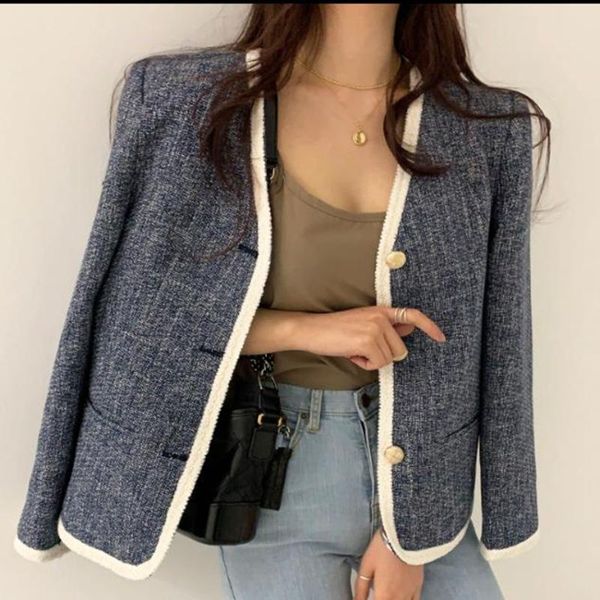 women's jackets small fragrance french style single breasted short jacket women v-neck loose outerwear, Black;brown
women's jackets small fragrance french style single breasted short jacket women v-neck loose outerwear, Black;brown