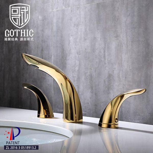 bathroom sink faucets gold black brass deck mounted dual handle three-hole mixer tap cold and water basin faucet g81712
bathroom sink faucets gold black brass deck mounted dual handle three-hole mixer tap cold and water basin faucet g81712