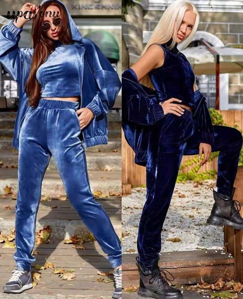 women's velvet set casual long sleeve zipper hooded jacket & vest elastic pants 3 piece two, White
women's velvet set casual long sleeve zipper hooded jacket & vest elastic pants 3 piece two, White