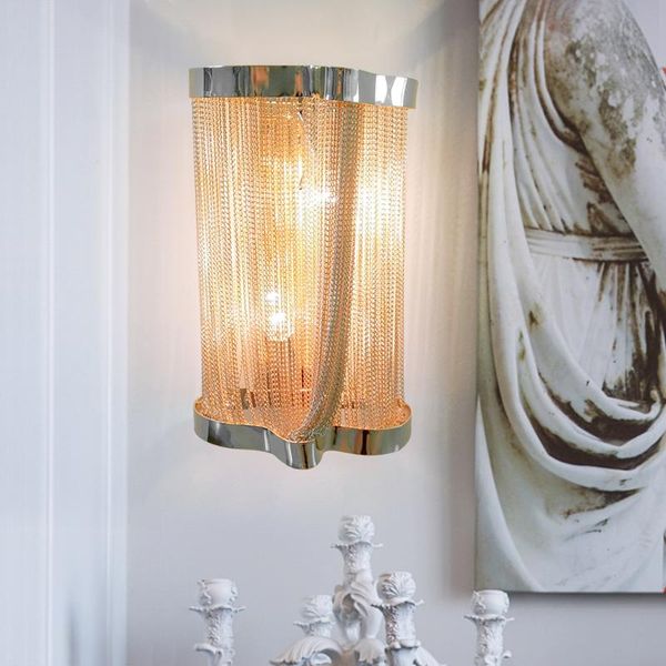 modern wall sconce chrome/gold lamp aluminum chain for bedroom bedside living room indoor lights home lighting fixture
modern wall sconce chrome/gold lamp aluminum chain for bedroom bedside living room indoor lights home lighting fixture