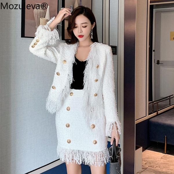 two piece dress mozuleva pec tweed wool women set 2021 winter golden button white jacket coat skirt suit patchwork tassels office lady 
two piece dress mozuleva pec tweed wool women set 2021 winter golden button white jacket coat skirt suit patchwork tassels office lady