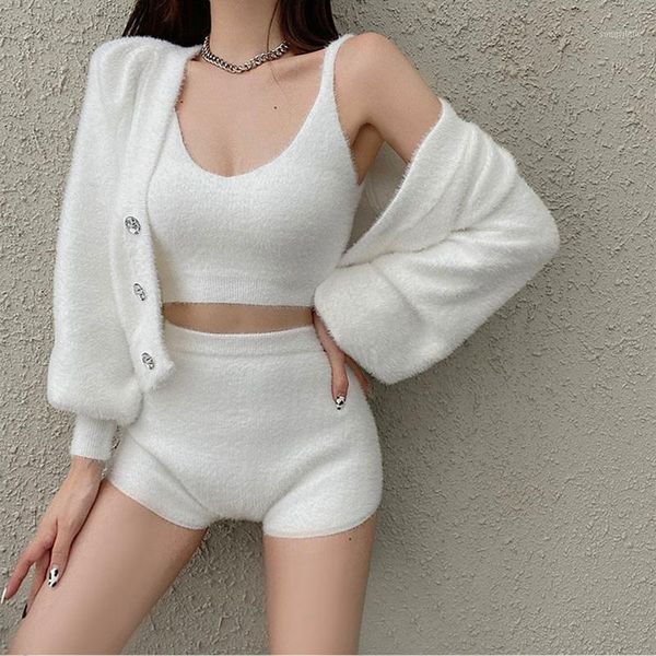 lucyever 3 pieces set for women solid sleeveless sports vest mohair sweater cardigan and slim fit shorts home three outfits women's tra, Gray
lucyever 3 pieces set for women solid sleeveless sports vest mohair sweater cardigan and slim fit shorts home three outfits women's tra, Gray