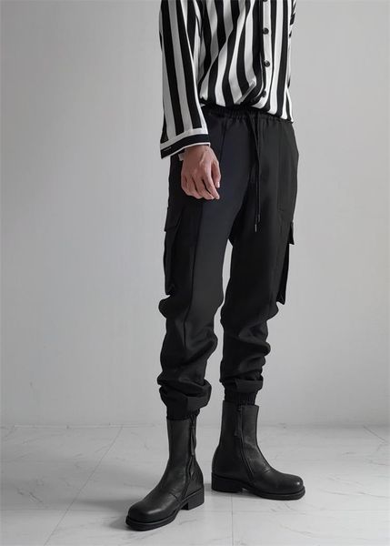men's pants japanese retro simple versatile tapered multi pocket leggings casual trendy work clothes, Black
men's pants japanese retro simple versatile tapered multi pocket leggings casual trendy work clothes, Black