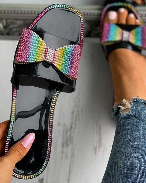 slippers summer trend cute women colorful crystal bowknot pattern flat sandals outdoor fashion jelly shoes beach shiny slides brju, Black
slippers summer trend cute women colorful crystal bowknot pattern flat sandals outdoor fashion jelly shoes beach shiny slides brju, Black