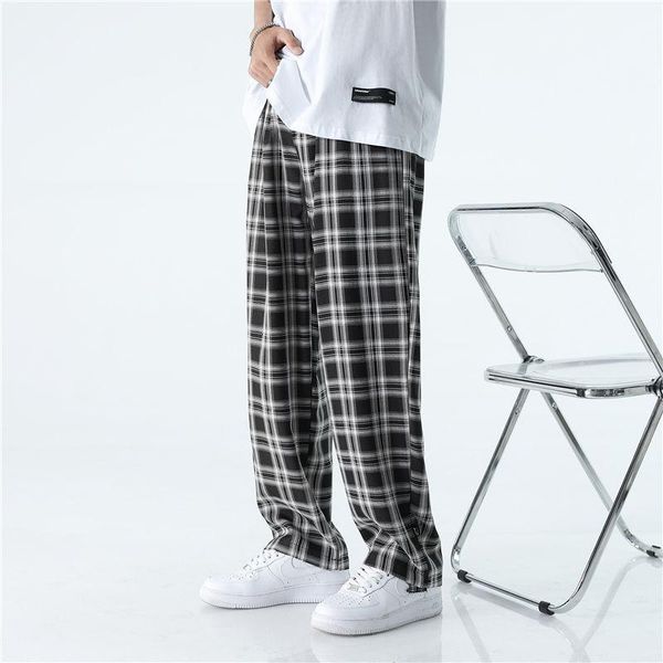men's pants summer thin casual fashion retro plaid men streetwear korean loose straight wide leg mens trousers s-3xl, Black
men's pants summer thin casual fashion retro plaid men streetwear korean loose straight wide leg mens trousers s-3xl, Black