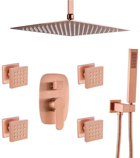 shower system ceiling faucet set with 12" rain head and body jets (brushed rose gold) bathroom sets
shower system ceiling faucet set with 12" rain head and body jets (brushed rose gold) bathroom sets