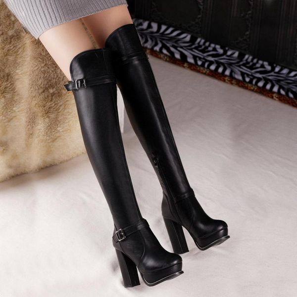 boots knee high women's thick-heeled warm winter shoes high-heel womens nightclub style 34-40 size, Black
boots knee high women's thick-heeled warm winter shoes high-heel womens nightclub style 34-40 size, Black