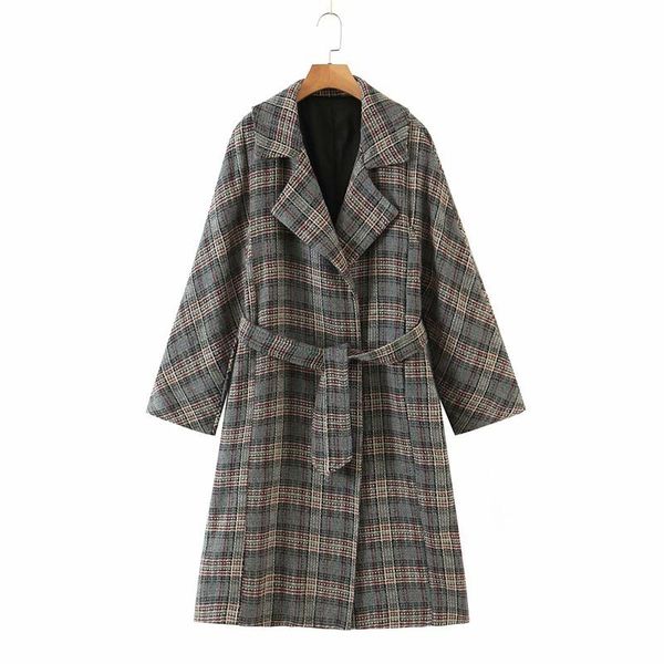 women's wool & blends puwd oversize women dark gray plaid sashes woolen coat 2021 autumn female loose houndstooth coats ladies chic poc, Black
women's wool & blends puwd oversize women dark gray plaid sashes woolen coat 2021 autumn female loose houndstooth coats ladies chic poc, Black