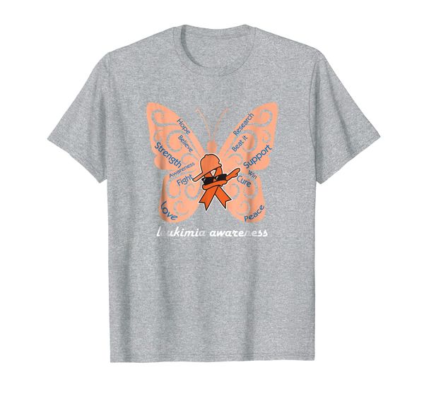 leukimia tshirt butterfly orange ribbon leukemia awareness, White;black