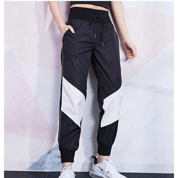 running pants women's loose thin sport trousers adjustable waist training gym female outdoor sweatpants spliced colors, Black;blue
running pants women's loose thin sport trousers adjustable waist training gym female outdoor sweatpants spliced colors, Black;blue