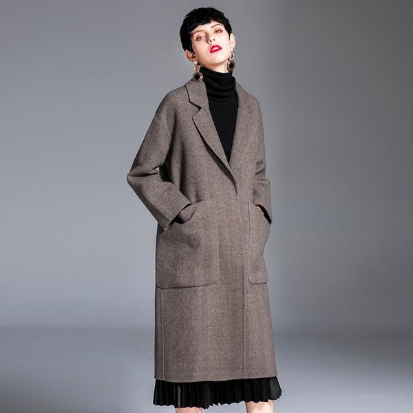 women's wool & blends winter overcoats grey herringbone belt double-sided cashmere outwear 2021 autumn plus size ladies long ship, Black
women's wool & blends winter overcoats grey herringbone belt double-sided cashmere outwear 2021 autumn plus size ladies long ship, Black