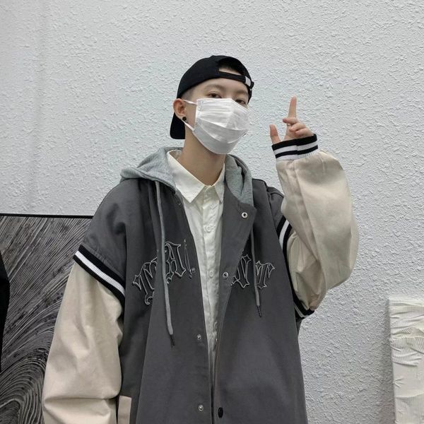 men's jackets hooded fake two-piece baseball jacket 2021 spring and autumn ins tide brand tooling trend stitching loose long sleeves, Black;brown
men's jackets hooded fake two-piece baseball jacket 2021 spring and autumn ins tide brand tooling trend stitching loose long sleeves, Black;brown