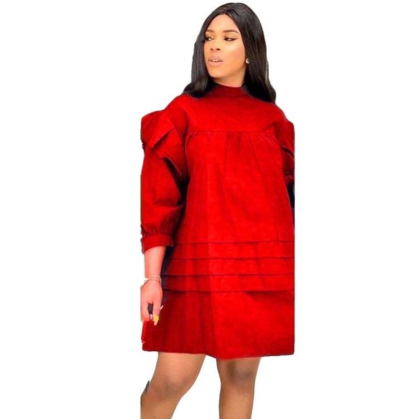 red-green female dresses loose three-quarters sleeves plus size african frilly ladies christmas dress in fall rrpf, Black;gray
red-green female dresses loose three-quarters sleeves plus size african frilly ladies christmas dress in fall rrpf, Black;gray