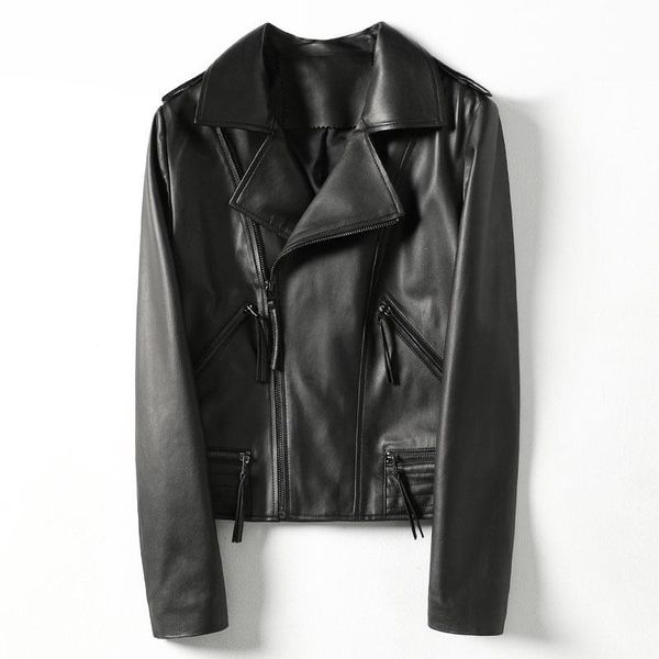 women's leather & faux motorcycle biker jacket genuine women fashion real sheepskin coat female sheep, Black
women's leather & faux motorcycle biker jacket genuine women fashion real sheepskin coat female sheep, Black