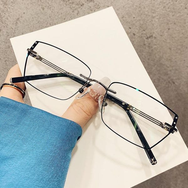 fashion sunglasses frames 2021 retro ultra light frameless men's diamond cutting edge blue glasses customized myopia women's color, Black
fashion sunglasses frames 2021 retro ultra light frameless men's diamond cutting edge blue glasses customized myopia women's color, Black