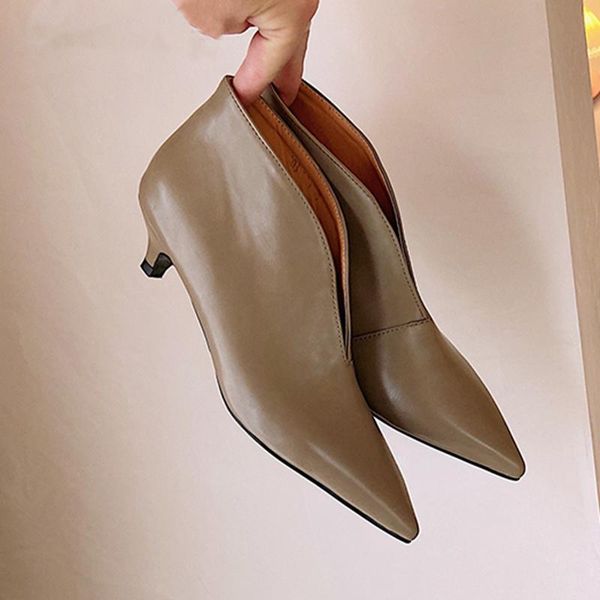 boots high autumn winter heels shoes women's ankle cow leather elegant office lady women mujer, Black
boots high autumn winter heels shoes women's ankle cow leather elegant office lady women mujer, Black