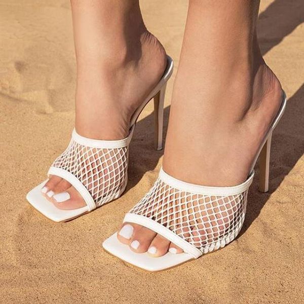 slippers pu square head peep toe high heel mesh summer fashion slip on thin heels slides women mules party, Black
slippers pu square head peep toe high heel mesh summer fashion slip on thin heels slides women mules party, Black