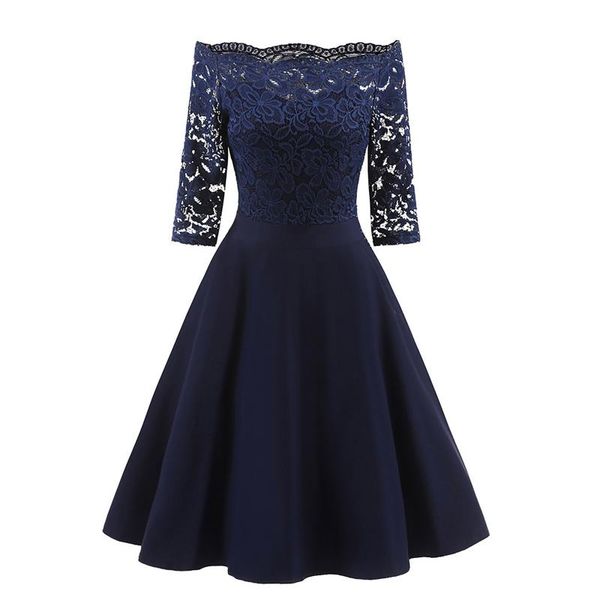 party dresses 2021 women black lace dress elegant ladies off shoulder summer women's long sleeve a-line vestidos, White;black
party dresses 2021 women black lace dress elegant ladies off shoulder summer women's long sleeve a-line vestidos, White;black