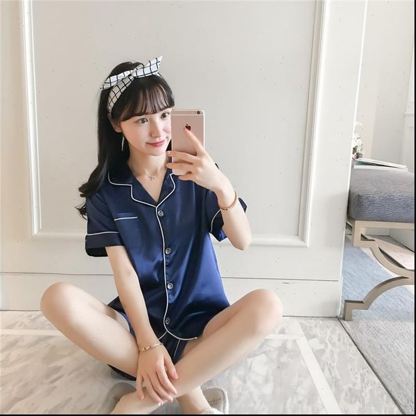 faux silk pajama set women sleepwear v neck simple pure color pajamas leisure nightwear short sleeves shorts, Black;red
faux silk pajama set women sleepwear v neck simple pure color pajamas leisure nightwear short sleeves shorts, Black;red