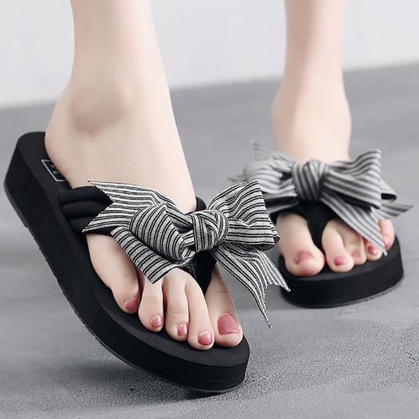 slippers summer women wedges butterfly knot platform flip-flops outdoor beach casual comfortable shoes heels, Black
slippers summer women wedges butterfly knot platform flip-flops outdoor beach casual comfortable shoes heels, Black