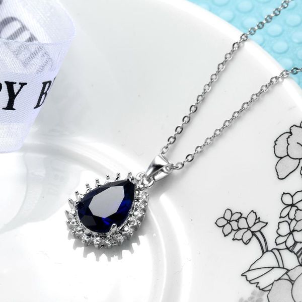 pendant necklaces style stainless steel jewelry sapphire zircon clavicle chain female, Silver
pendant necklaces style stainless steel jewelry sapphire zircon clavicle chain female, Silver
