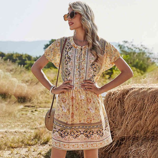 dresses spring vintage print bohemian o neck short sleeve button for women fashion summer hp7f, Black;gray
dresses spring vintage print bohemian o neck short sleeve button for women fashion summer hp7f, Black;gray