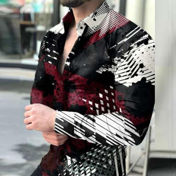 men's casual shirts 2021 fashion gradient long-sleeve shirt all-match spring and autumn printed loose, White;black
men's casual shirts 2021 fashion gradient long-sleeve shirt all-match spring and autumn printed loose, White;black