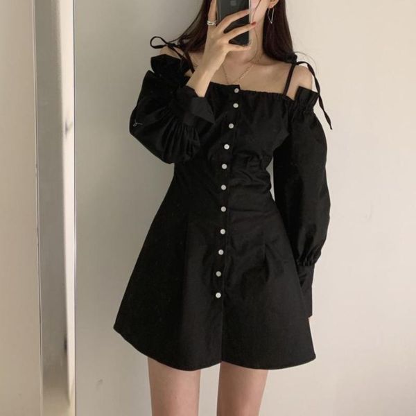 casual dresses ins ghost horse is fashion temperament a word shoulder french small restore ancient ways show thin straps dress, Black;gray
casual dresses ins ghost horse is fashion temperament a word shoulder french small restore ancient ways show thin straps dress, Black;gray