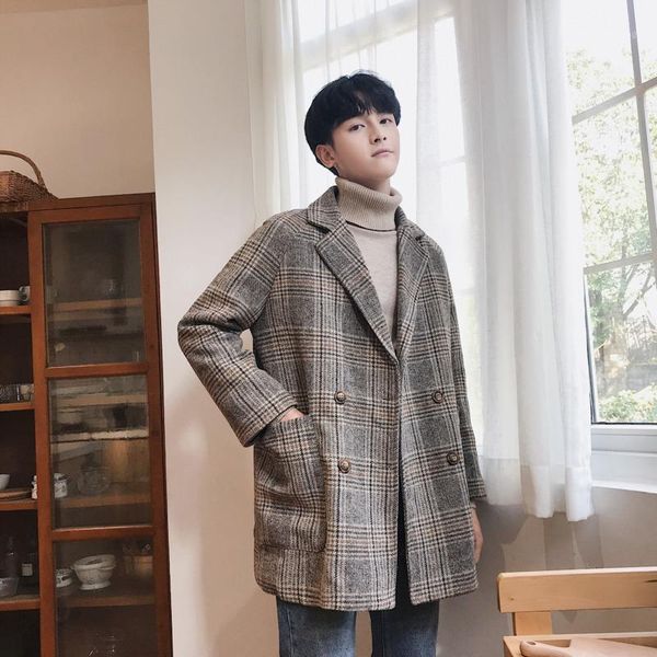 men's wool & blends winter woolen coat men fashion retro casual plaid long jacket man streetwear versatile loose windbreaker male cloth, Black
men's wool & blends winter woolen coat men fashion retro casual plaid long jacket man streetwear versatile loose windbreaker male cloth, Black