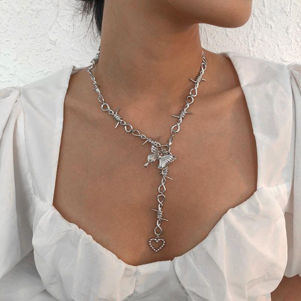 chains lalynnly punk style women's silver color butterfly hollow heart pendant necklace hip hop fashion wholesale neck jewelry n9085
chains lalynnly punk style women's silver color butterfly hollow heart pendant necklace hip hop fashion wholesale neck jewelry n9085