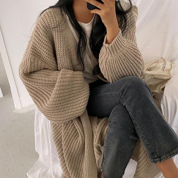 women's knits & tees casual long knitted cardigan women mujer vintage loose sweater coat solid oversized jumper korean fashion clothes, White
women's knits & tees casual long knitted cardigan women mujer vintage loose sweater coat solid oversized jumper korean fashion clothes, White