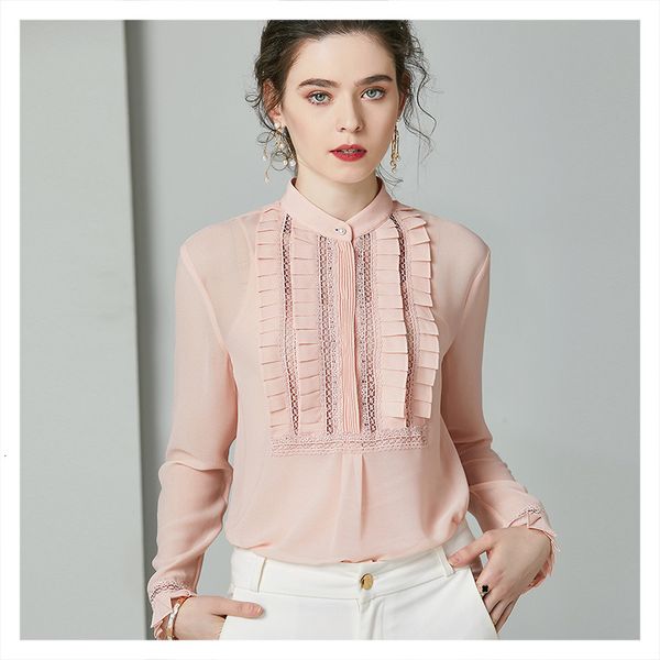 blouses silk shirt hollow lace long sleeve stand collar all-match 2021 fashion style, White
blouses silk shirt hollow lace long sleeve stand collar all-match 2021 fashion style, White