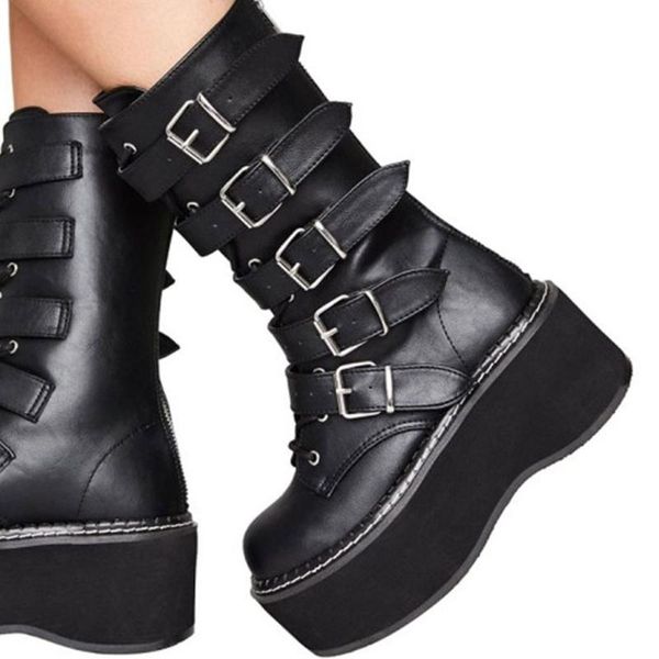 boots brand design ins gothic style female motorcycle black flat heel platform with buckle mid-calf women big size 43
boots brand design ins gothic style female motorcycle black flat heel platform with buckle mid-calf women big size 43