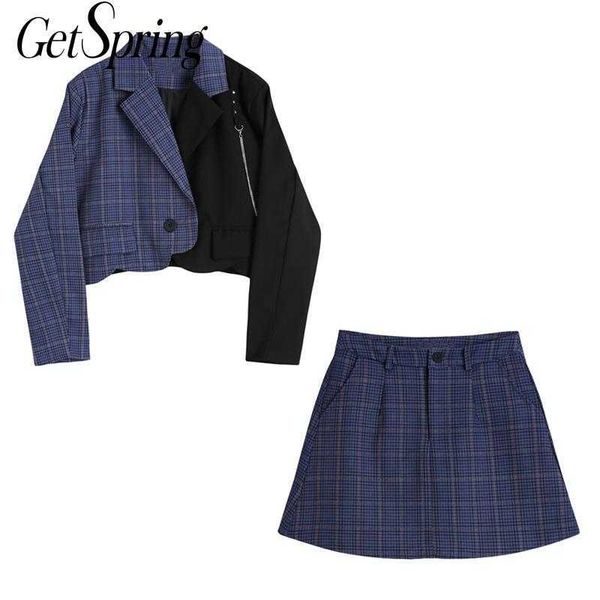 getspring women set blazer skirts sets color matching irregular short plaid suit coats high waist two-piece 210601, White
getspring women set blazer skirts sets color matching irregular short plaid suit coats high waist two-piece 210601, White
