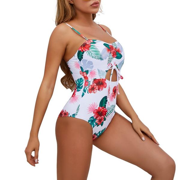 women's swimwear women swimsuit with drawstring, floral print hollow out low-cut for summer 2021 beach, White;black
women's swimwear women swimsuit with drawstring, floral print hollow out low-cut for summer 2021 beach, White;black