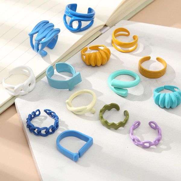 cluster rings 1pcs trendy hand-painted candy color dripping oil geometric chain for women multicolor irregular open jewelry, Golden;silver
cluster rings 1pcs trendy hand-painted candy color dripping oil geometric chain for women multicolor irregular open jewelry, Golden;silver